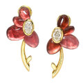 Retrouvai-carved-rubellite-flower-earrings